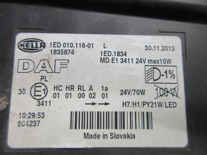 Передняя фара для Грузовиков DAF 1835874 KOPLAMP LINKS CF XF EURO 6: фото 12