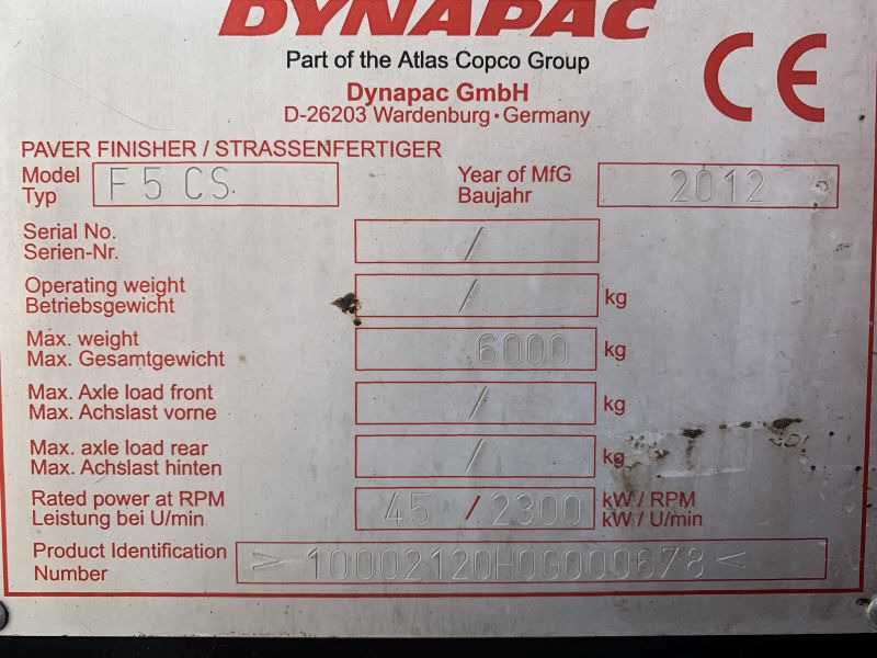 Асфальтоукладчик Dynapac F 5 CS (110325): фото 7
